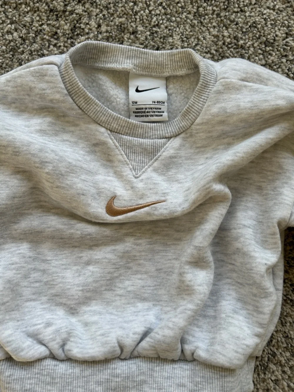 Nike Light Gray Baby Sweatshirt & Joggers Set with Gold Swoosh - Picture 3 of 4